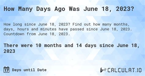 how many days ago was june 1st 2019